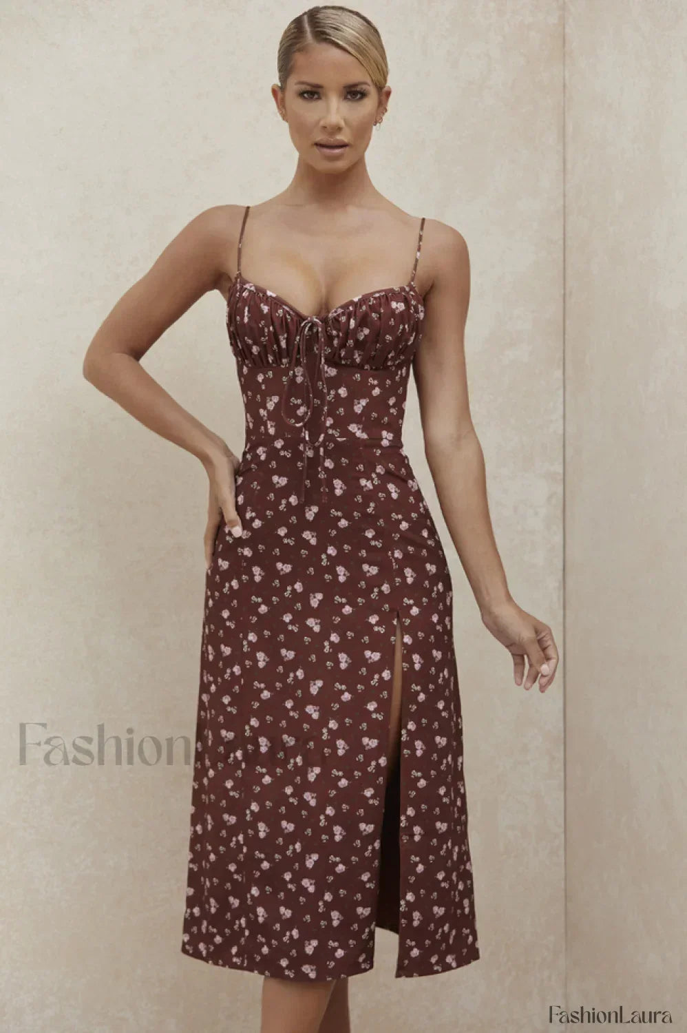 Floral Bustier Stylish Midi Dress