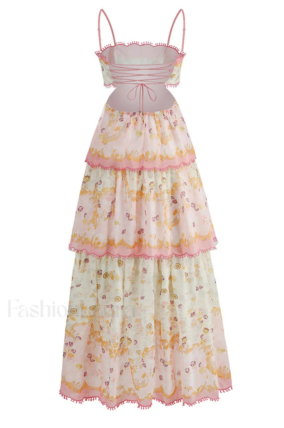 Floral Cami Tiered Charming Ruffle Hem Dress