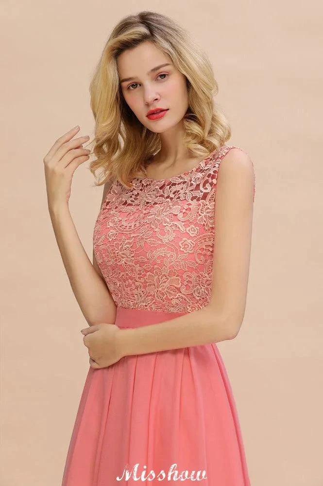 Floral Lace A-line Simple Wedding Dress Sleeveless Maxi Bridesmaid Dress (ZD12951)