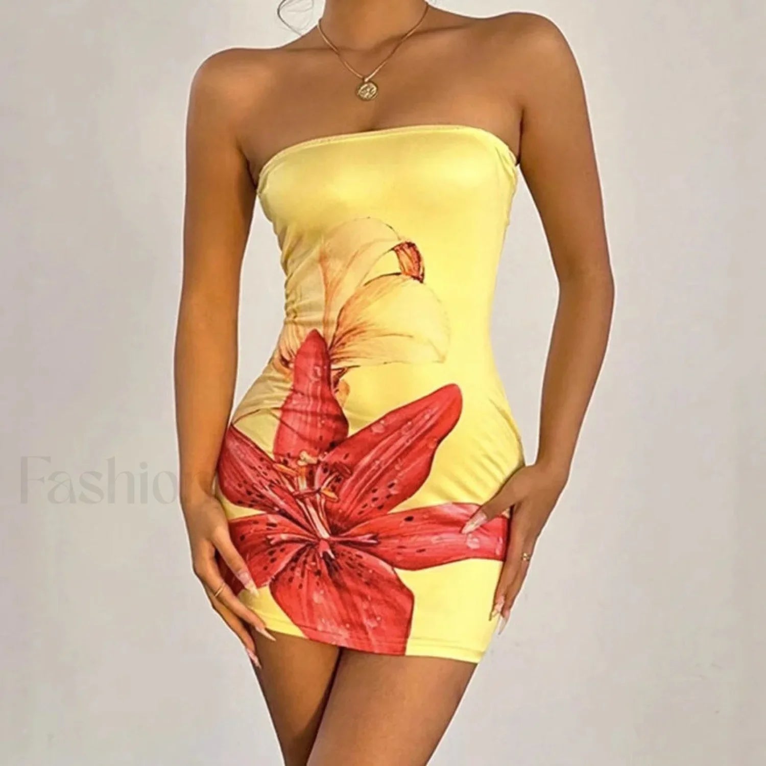 Floral Tube Top Elegant Dress for Layered Outfit Styling