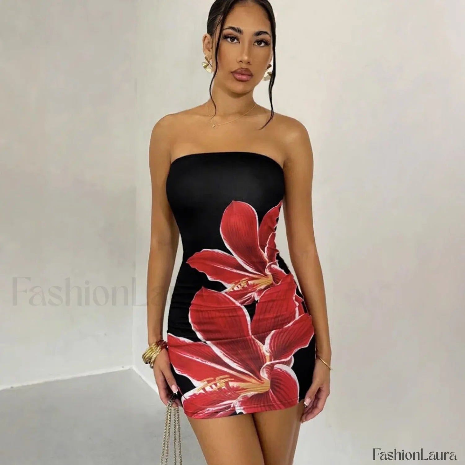 Floral Tube Top Elegant Dress for Layered Outfit Styling