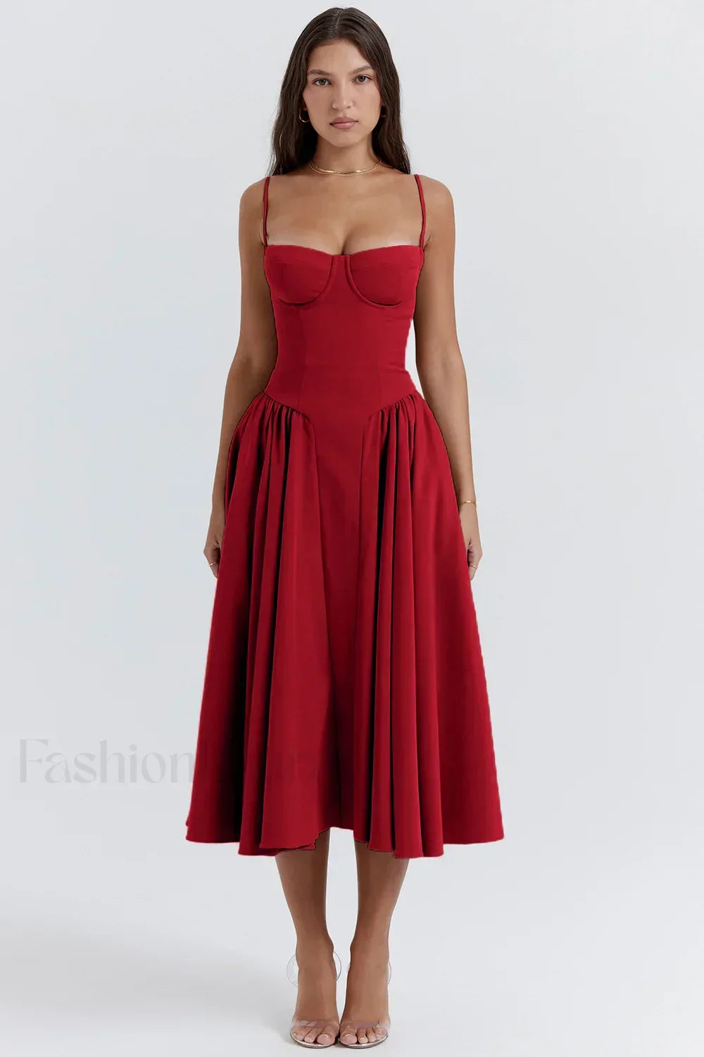 French Vintage Strap Midi Dress