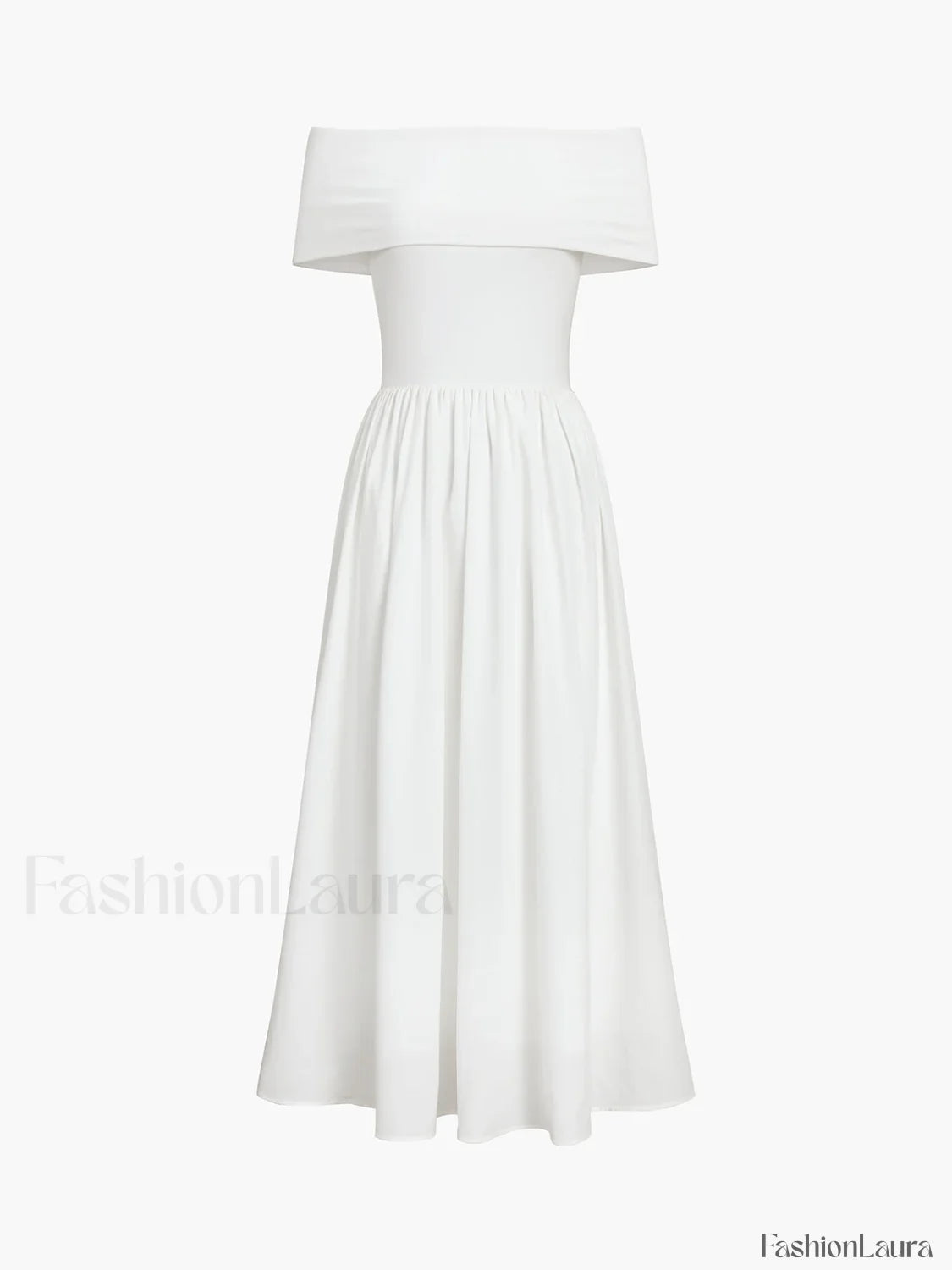 Frenchy Solid Graceful Off-Shoulder Long Dress