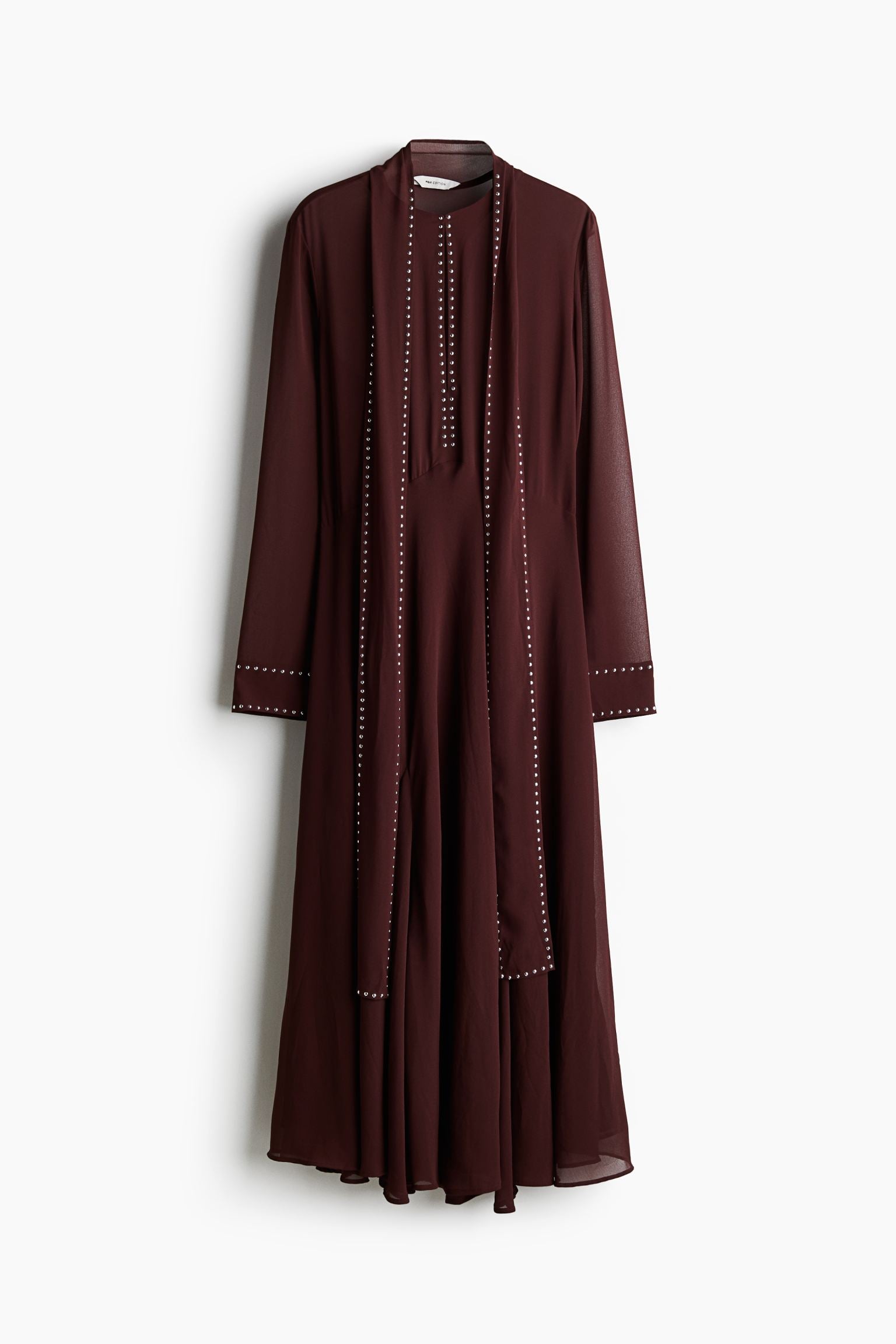 Aesthetic Leila Chiffon Midi Dress with Rivets Chic Silhouette Collection