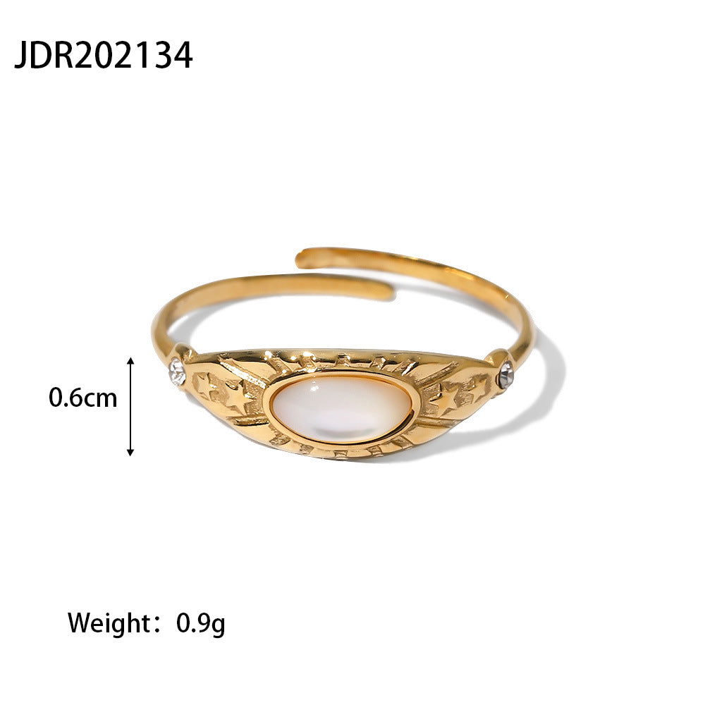 French Retro Ring Stainless Steel Open Star Ring G11