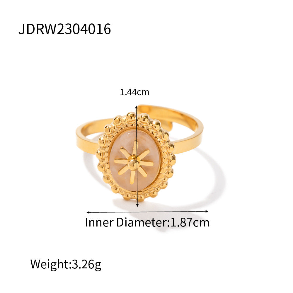 French Retro Ring Stainless Steel Open Star Ring G11