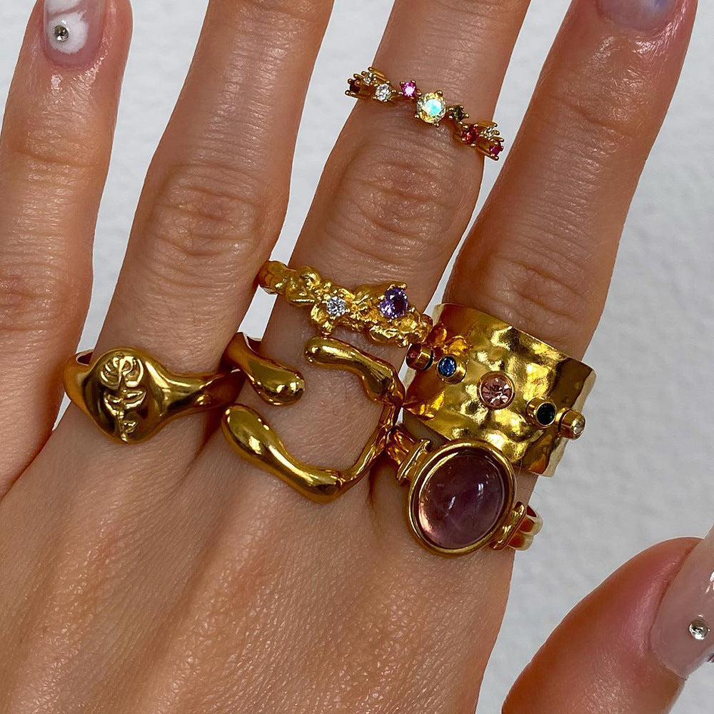 Irregular Ring Line Geometric Adjustable Open Ring G17