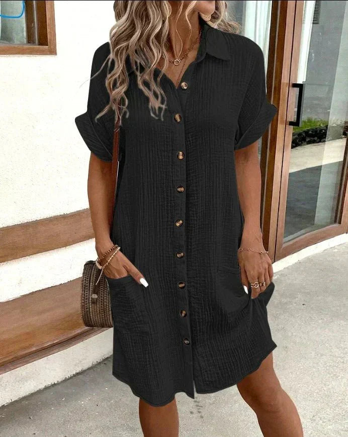 Ailín Minimalist Airy Shirt Dress Elevated Occasion Wear