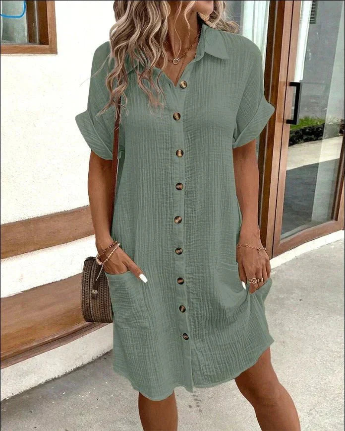 Ailín Minimalist Airy Shirt Dress Elevated Occasion Wear