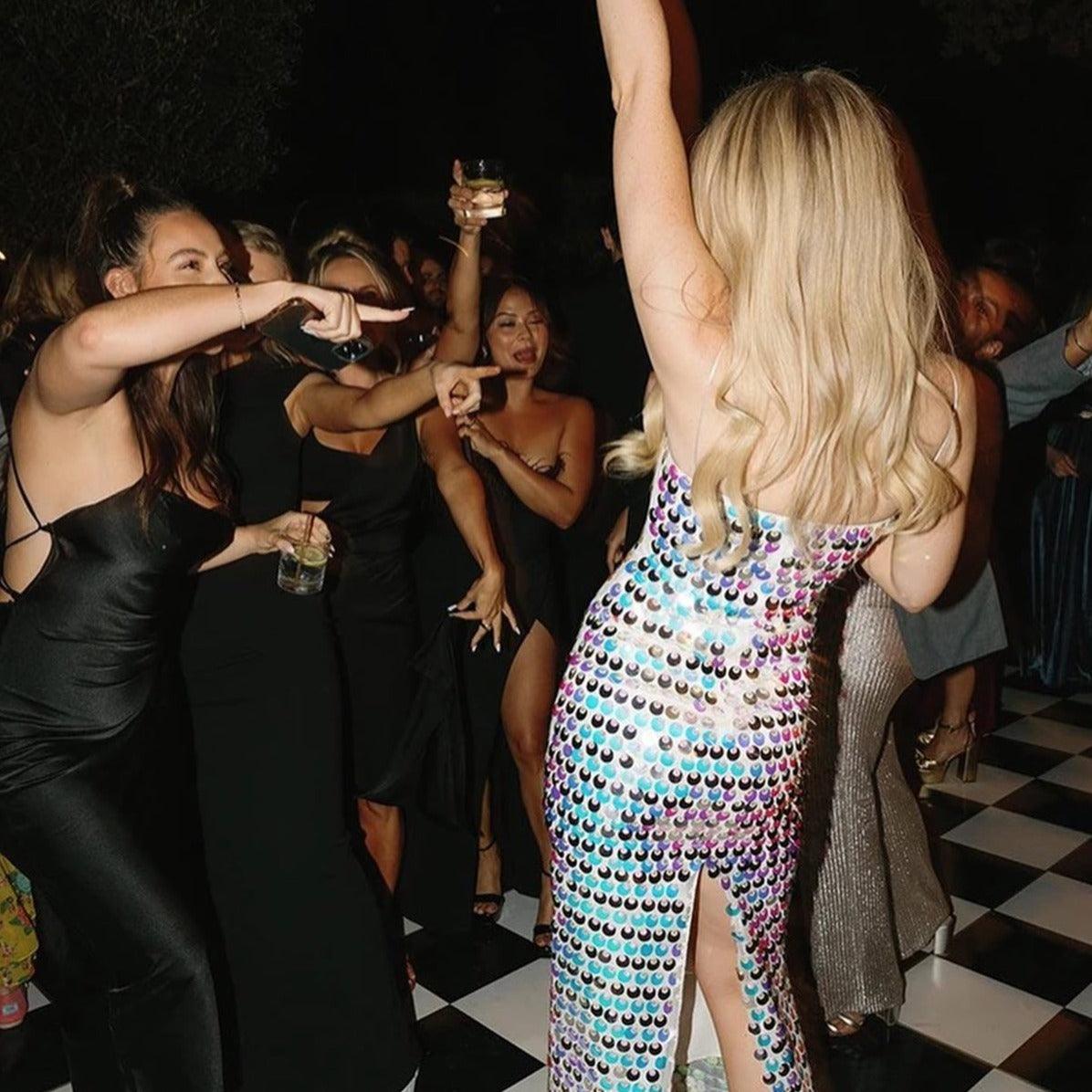 Attention Hologram Sequin Midi Dress