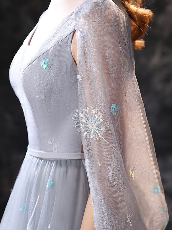 Glamorous Evening Dress A-Line Jewel Neck Lace Floor-Length Lace Formal Dinner Dresses