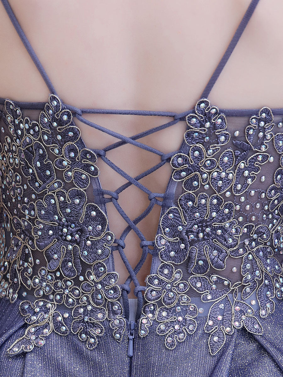 Glamorous evening dress A-Line Sweetheart Neck Straps Sleeveless Metallic Gradient Color Floor-Length Formal Party Dresses