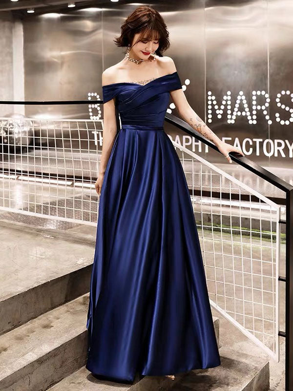 Glamorous Evening Dresses Off-the-Shoulder evening dress Long Satin Maxi Dresses