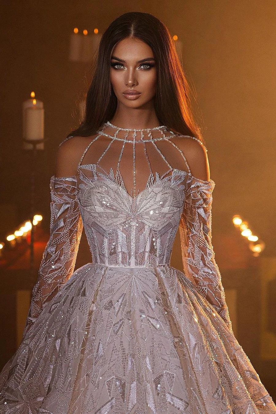 Gorgeous A-line Long Sleeves Wedding Dress With Lace (ZD16555)
