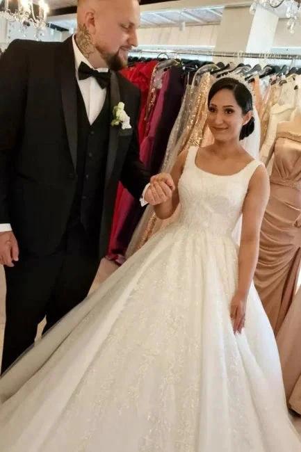 Gorgeous A-line Sleeveless Wedding Dresses With Lace (ZD14618)