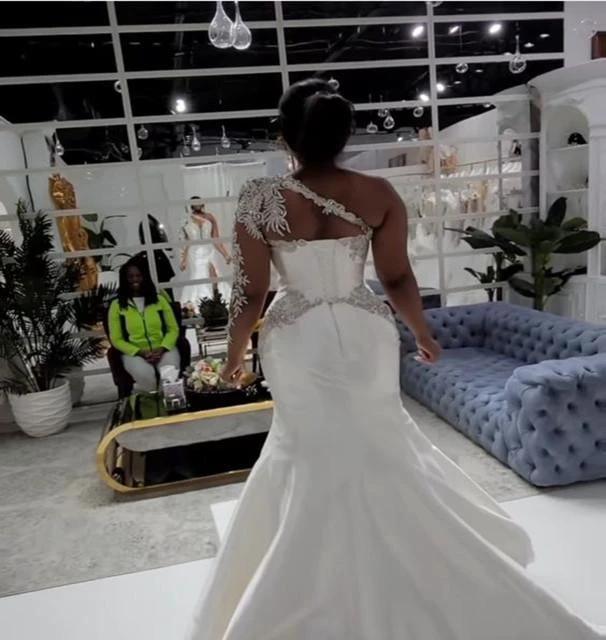 Gorgeous Long A-line One Shoulder Beading Wedding Dress With Slit (ZD16392)