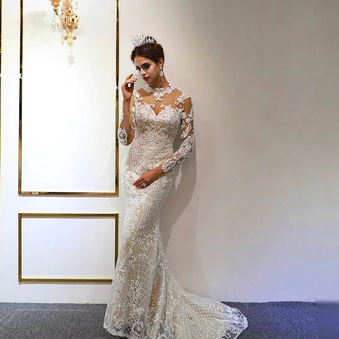 Gorgeous Long A-Line Sweetheart Appliques Lace Wedding Dress with Sleeves (ZD15132) - View 4 | VelvetHem