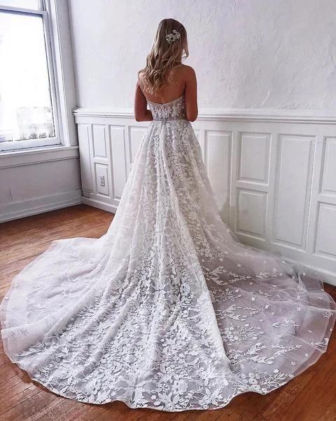 Gorgeous Long A-line Sweetheart Lace Wedding Dress (ZD15150)