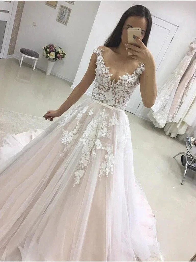 Gorgeous Long A-line Sweetheart Tulle Lace Wedding Dress (ZD15142)