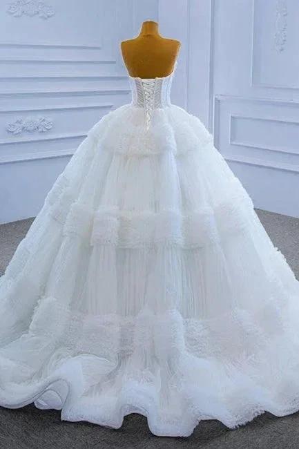 Gorgeous Princess Long White A-line Sleeveless Wedding Dresses (ZD14967)