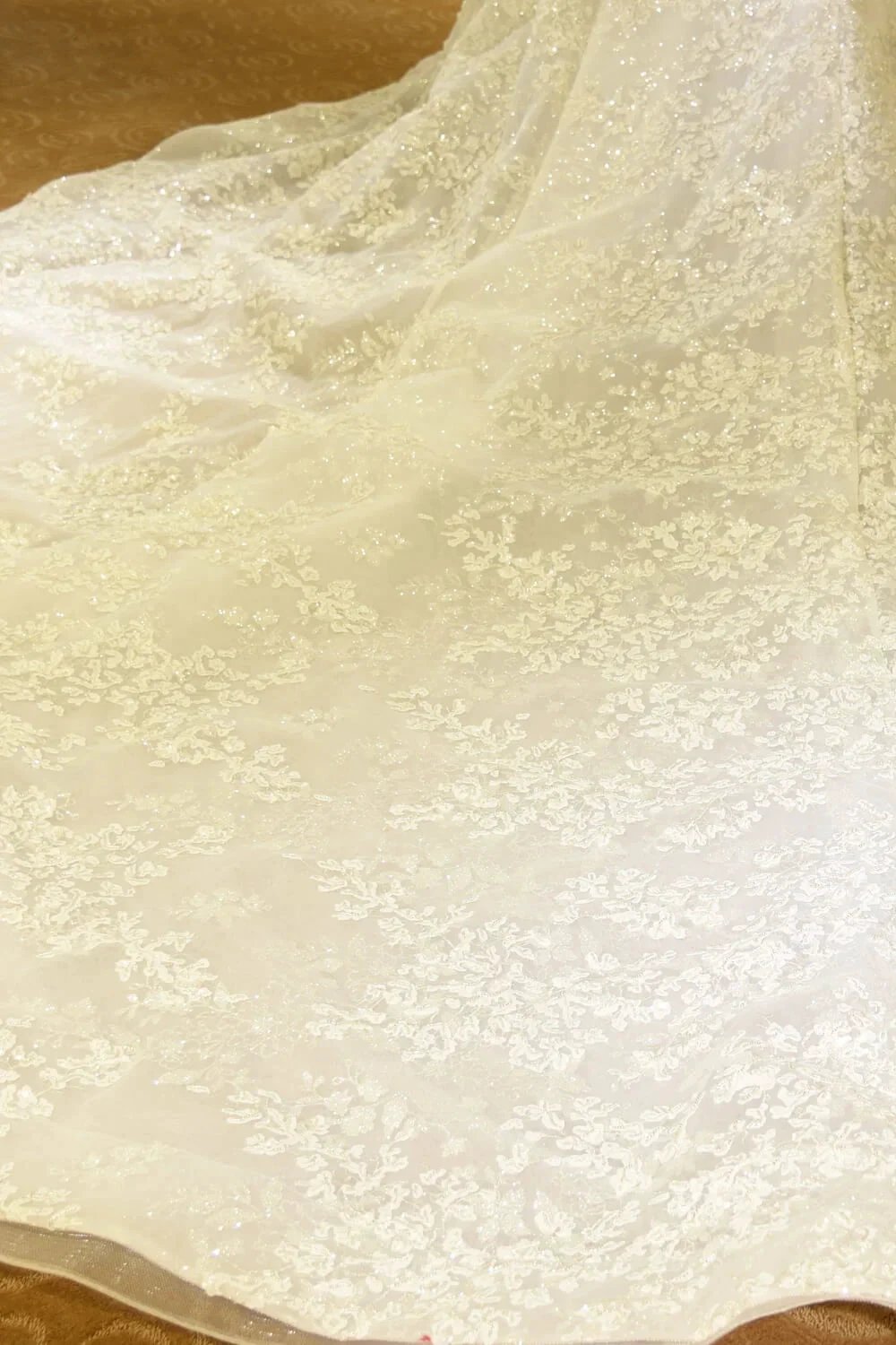 Gorgeous Short Sleeve Lace Tulle Princess Ivory Wedding Dress (ZD13899)