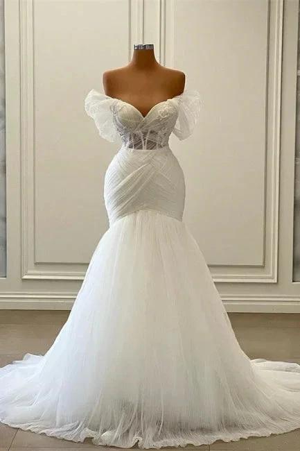 Gorgeous Sleeveless Strapless Off the Shoulder Mermaid Wedding Dress (ZD16516)