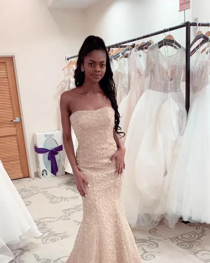 Gorgeous Strapless Beadings Mermaid Wedding Dress Affordable Sleeveless Long Bridal Gown (ZD13794)