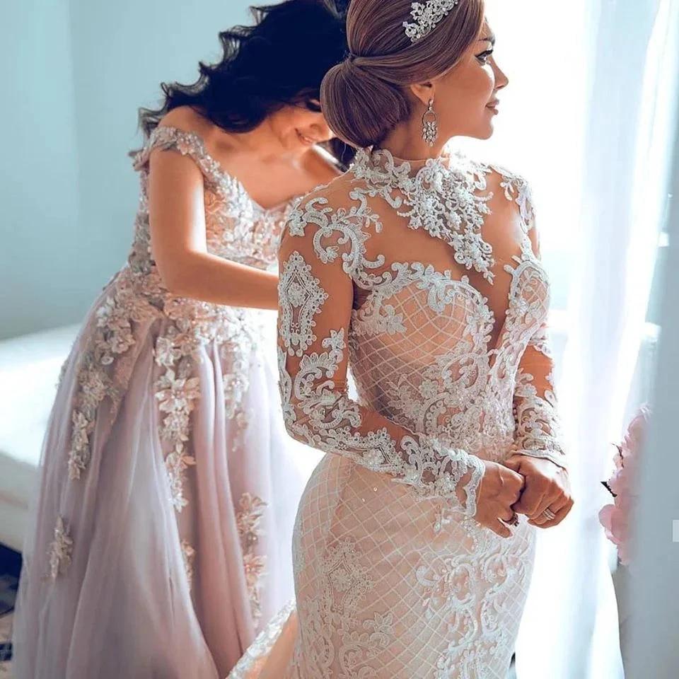 Gorgeous Sweetheart Lace Tulle Mermaid Spring Summer Wedding Dress (ZD16598)