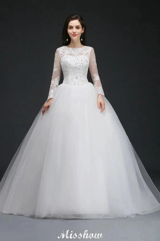 Gorgeous Tulle Ball Gowns Court Train Wedding Dresses by misshow.com
