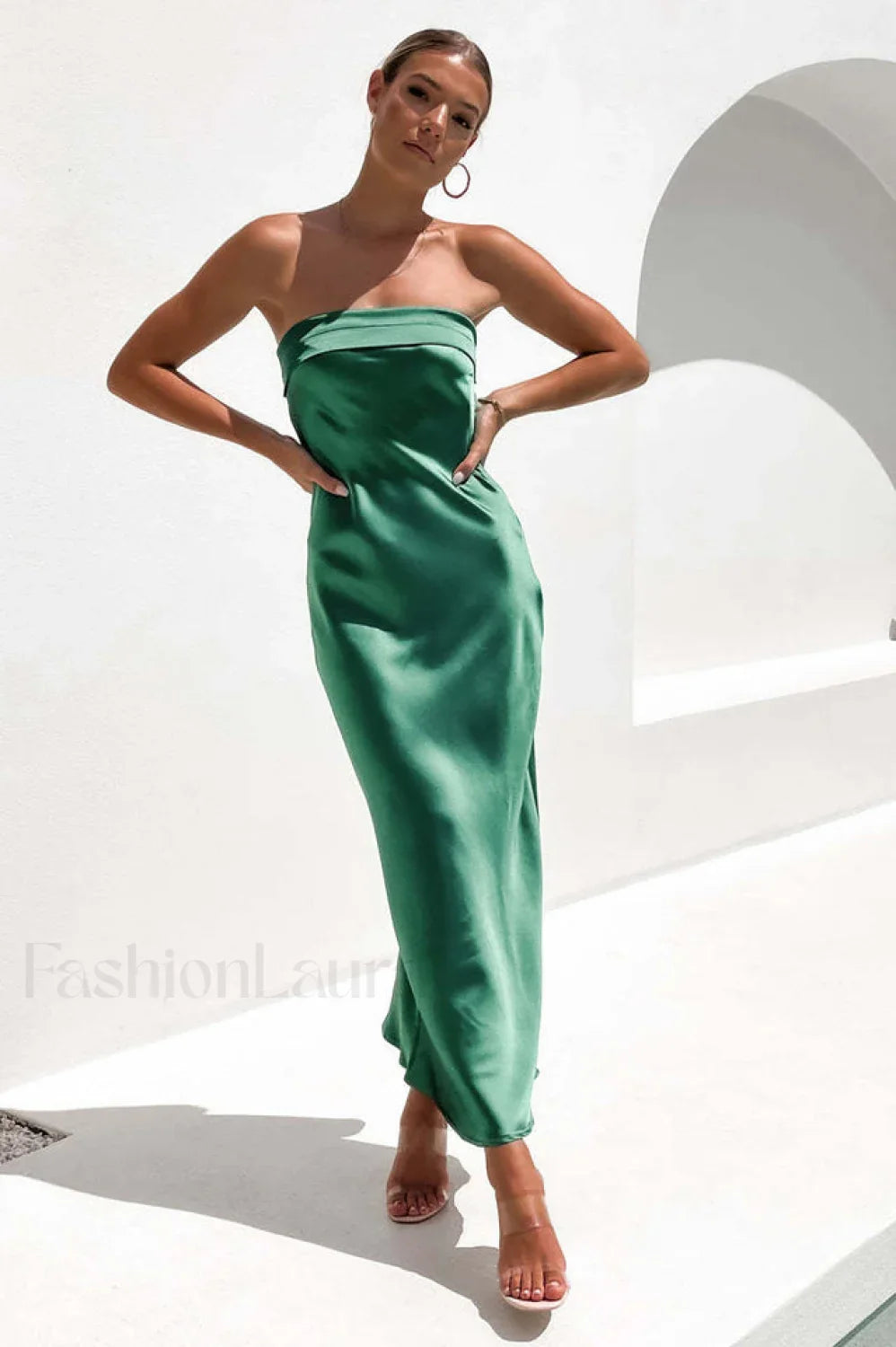 Half Open Back Charming Sleeveless Silky Dress S / 4#