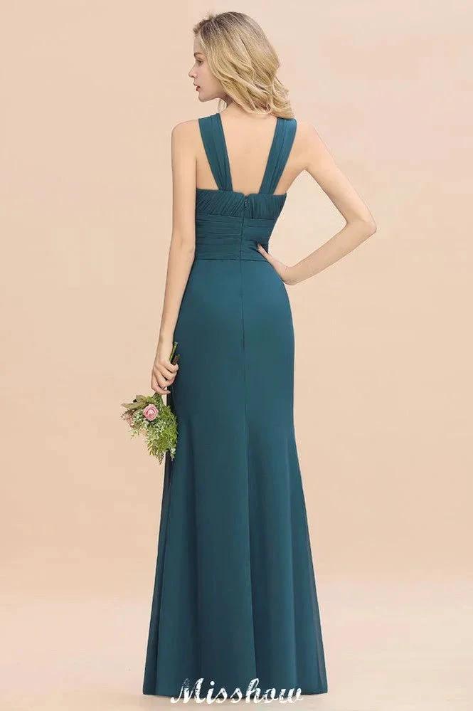 Halter A-line Bridesmaid Dresses Floor-Length Dress for Wedding Party (ZD12938)