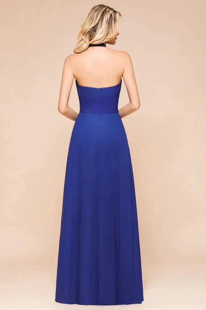 Halter A-line Wedding Party Dress Chiffon Bridesmaid Dress (ZD12974)