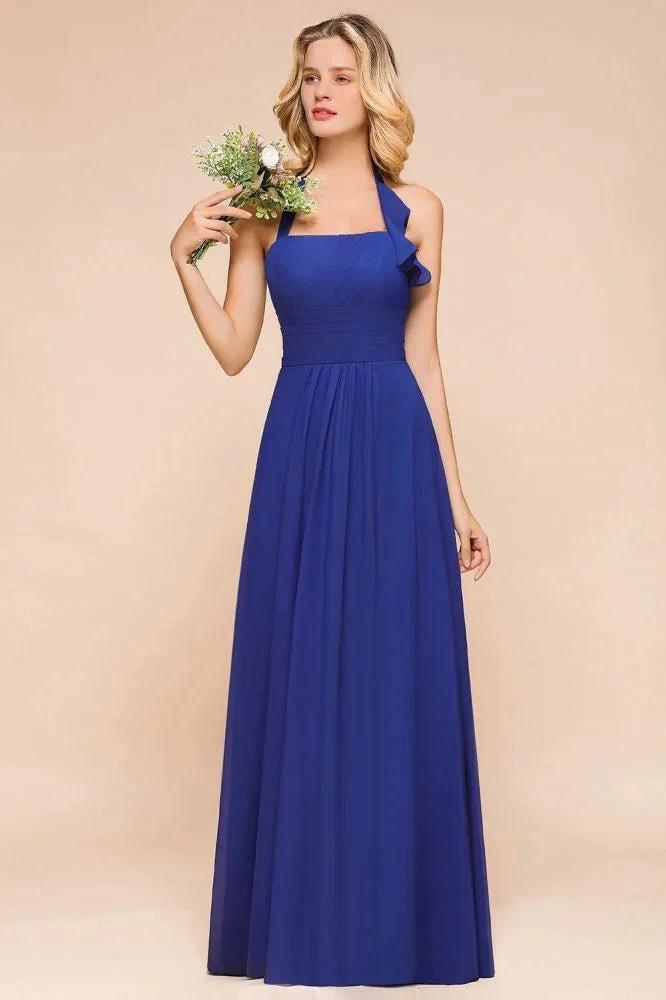 Halter A-line Wedding Party Dress Chiffon Bridesmaid Dress (ZD12974)