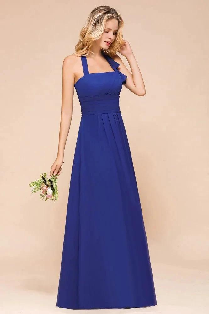 Halter A-line Wedding Party Dress Chiffon Bridesmaid Dress (ZD12974)