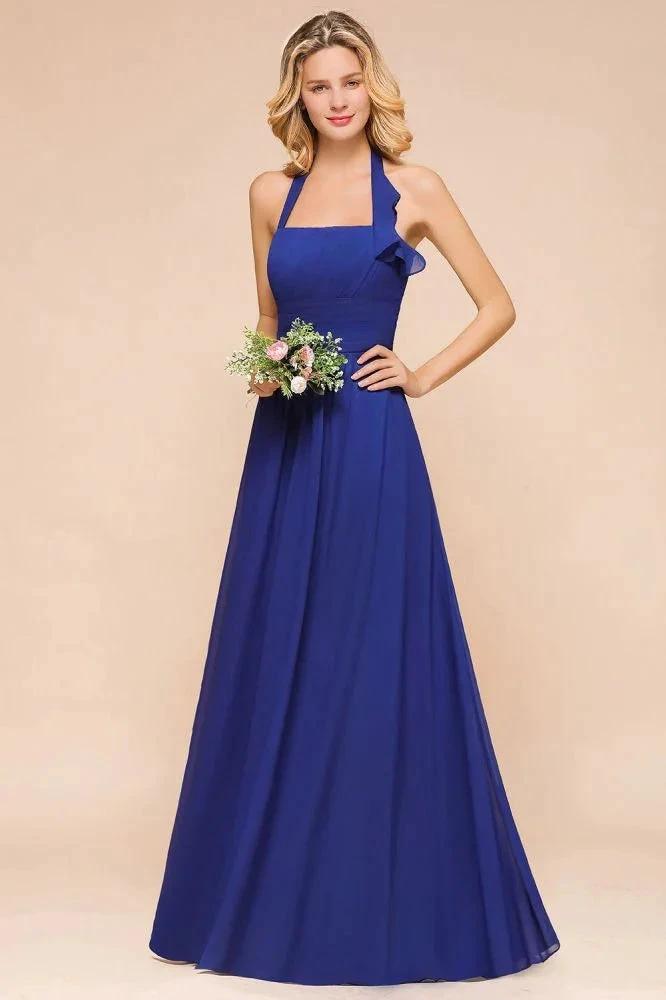 Halter A-line Wedding Party Dress Chiffon Bridesmaid Dress (ZD12974)