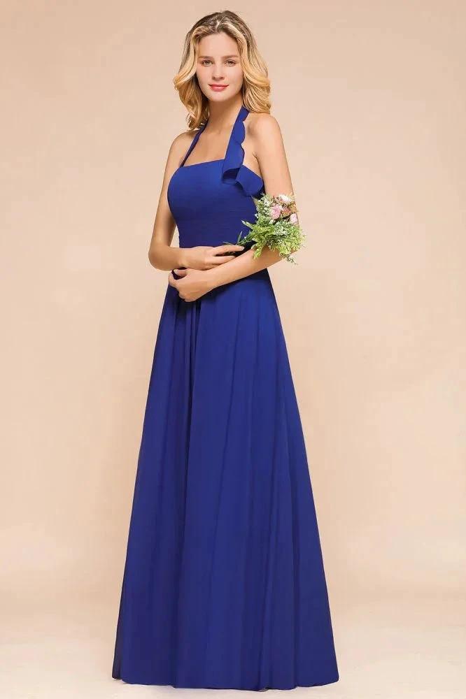 Halter A-line Wedding Party Dress Chiffon Bridesmaid Dress (ZD12974)
