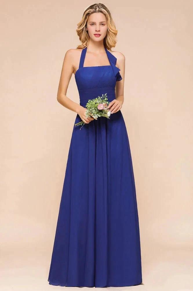 Halter A-line Wedding Party Dress Chiffon Bridesmaid Dress by misshow.com