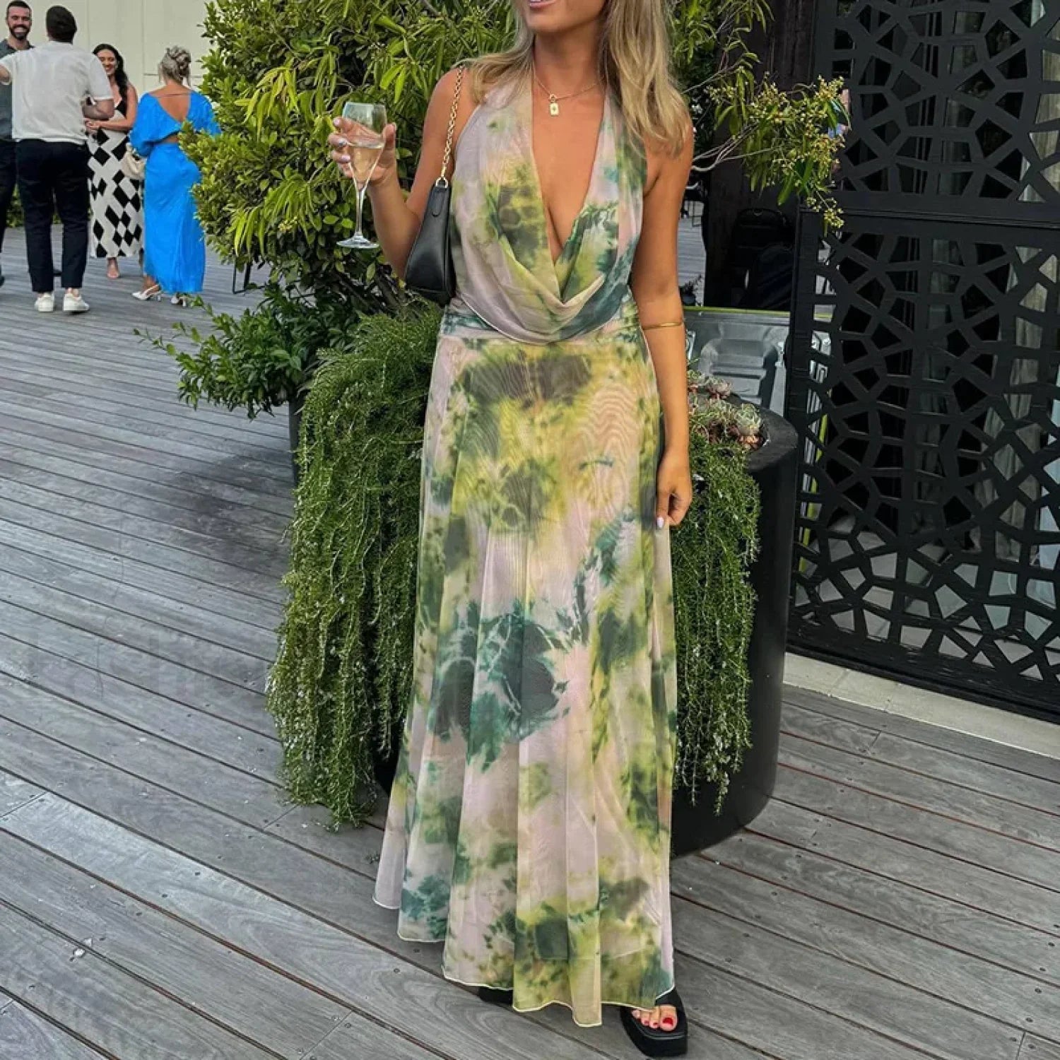 Halter High Waist Vintage Inspired Dress for Layered Outfit Styling
