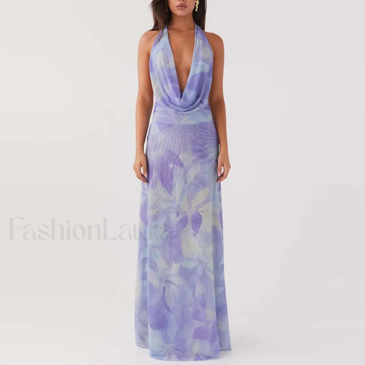 Halter High Waist Vintage Inspired Dress for Layered Outfit Styling