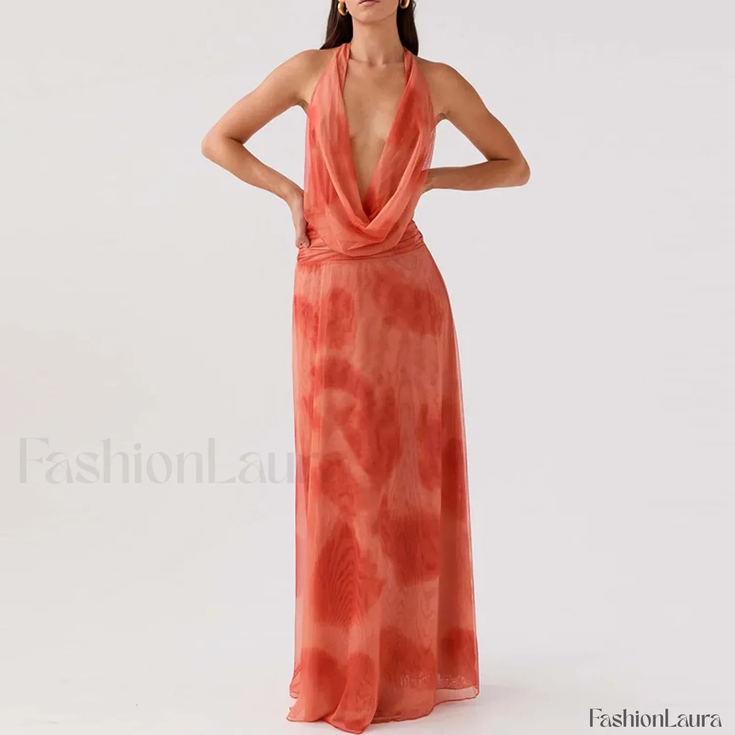 Halter High Waist Vintage Inspired Dress for Layered Outfit Styling