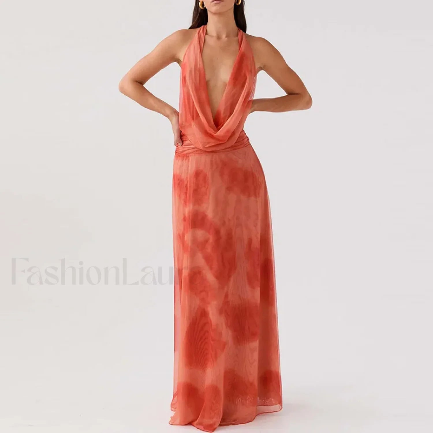 Halter High Waist Vintage Inspired Dress for Layered Outfit Styling