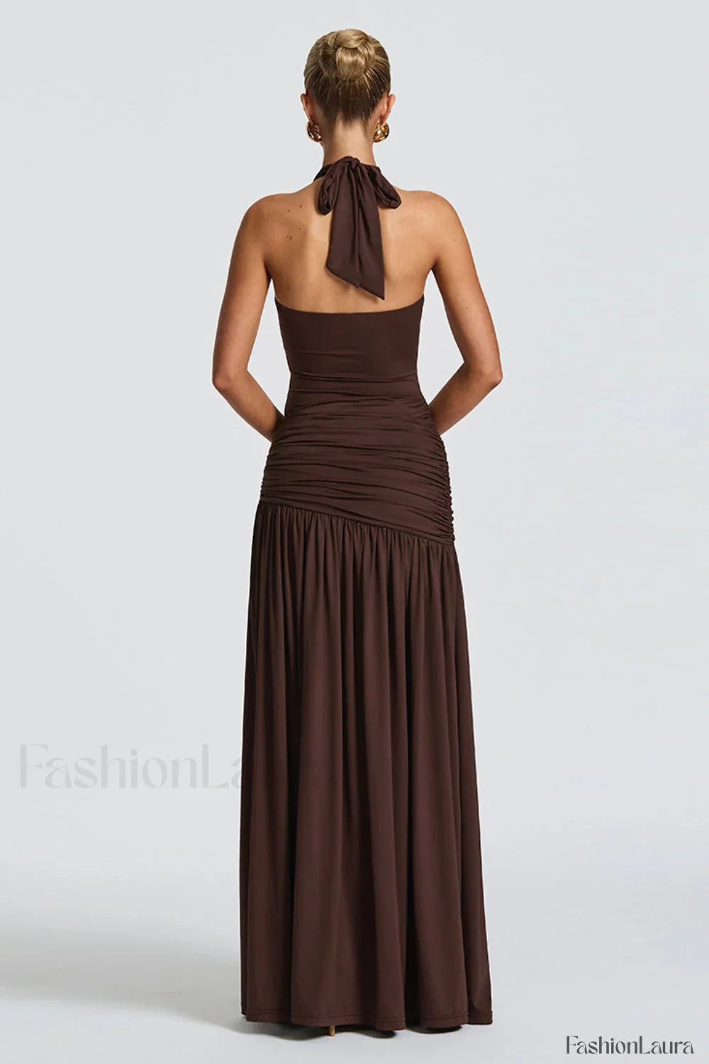 Halter Tie Backless Dress with Relaxed Fit and Comfort Fit Design