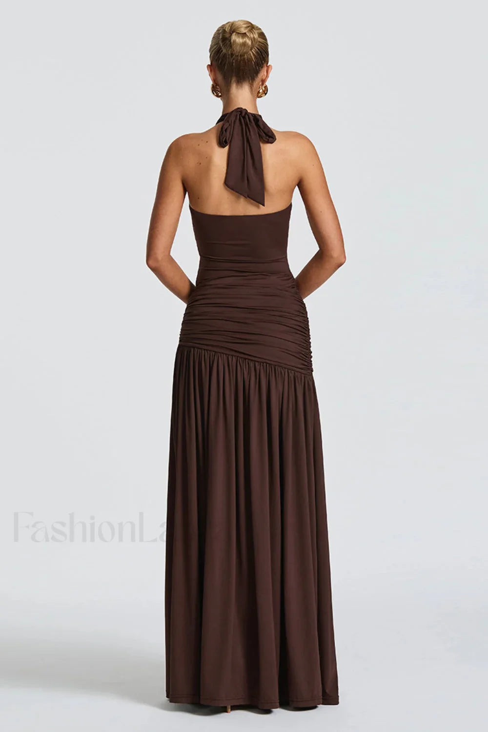 Halter Tie Backless Dress with Relaxed Fit and Comfort Fit Design