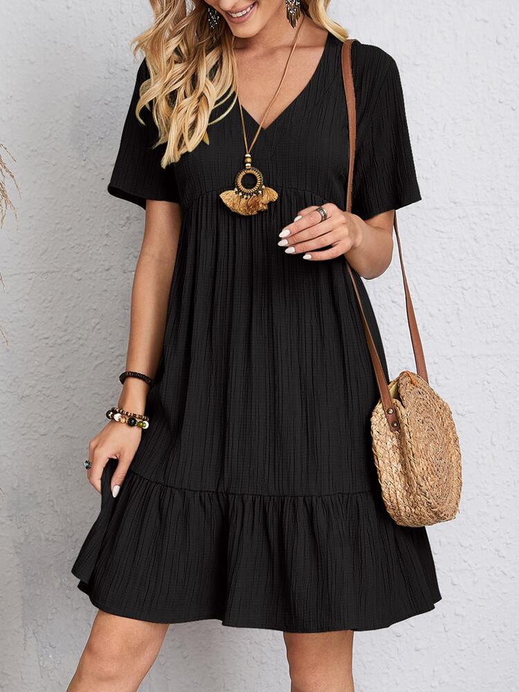 Adriana Exclusive Vintage Dress with V Neck & Lace Design Chic Silhouette Collection