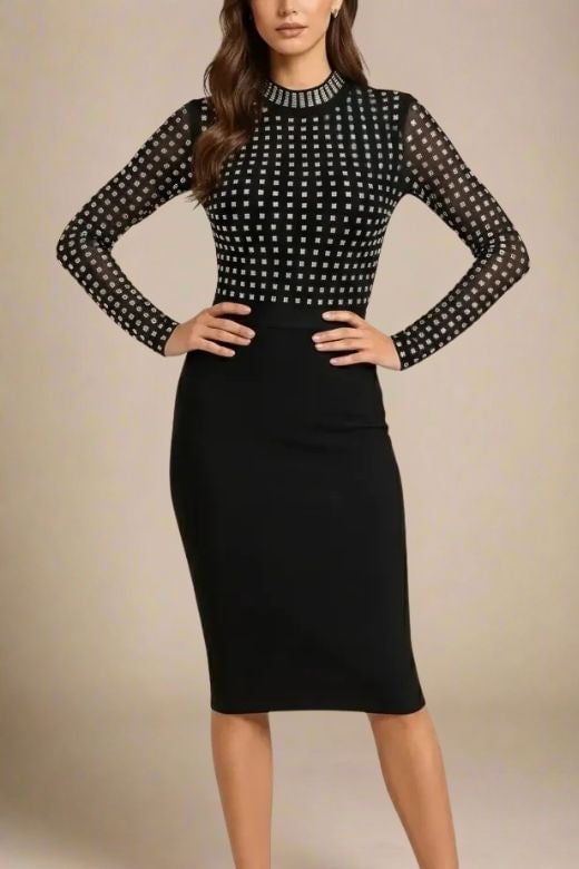 Hazel Long Sleeve Bodycon Dress - Classic Black