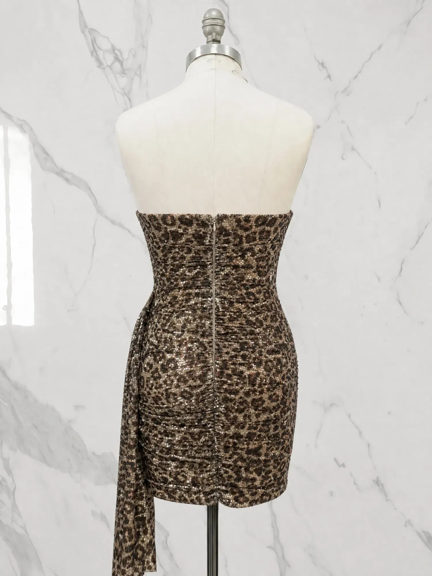 Sweetheart Leopard Sequin Wrap Mini Homecoming Dresses
