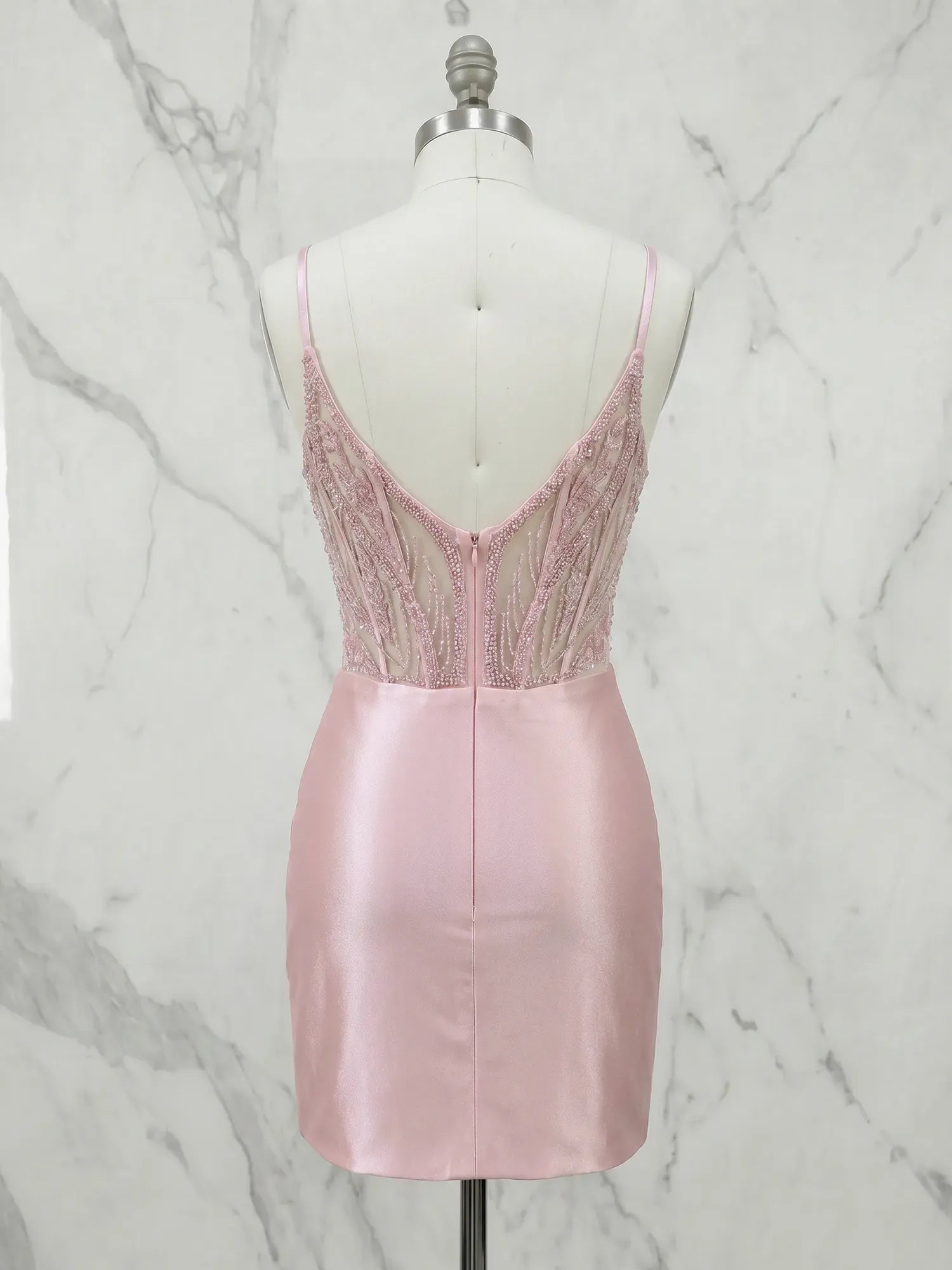 Beaded Corset Satin Mini Homecoming Dresses with Slit