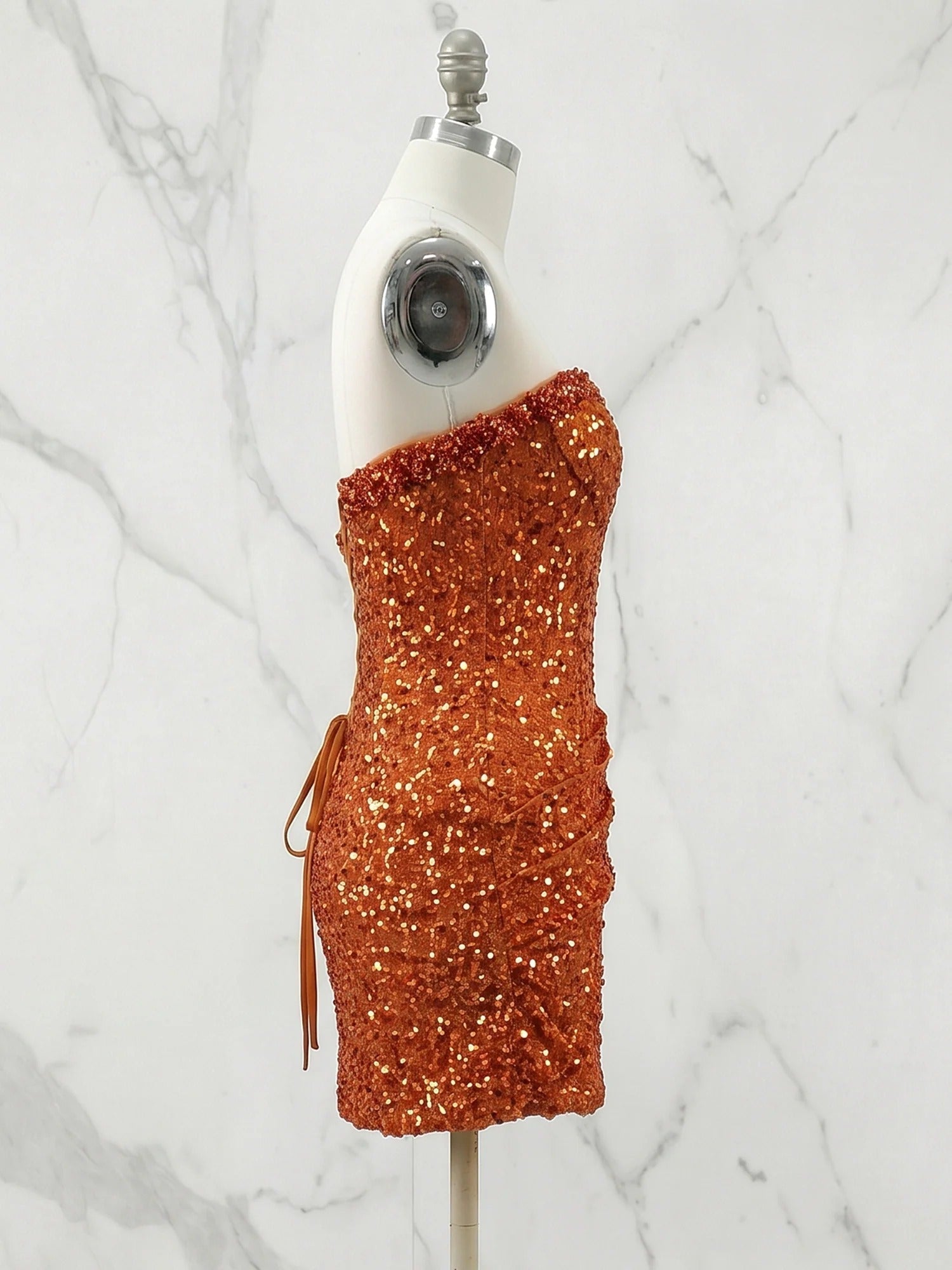 Glitter Strapless Mermaid Sequined Short Mini Homecoming Dress