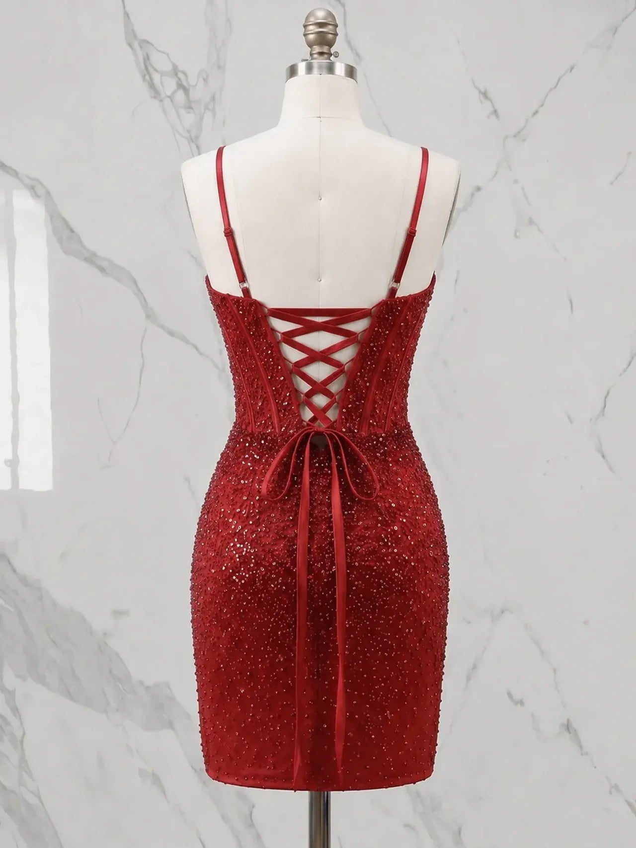 Sweetheart Beaded Satin Mini Homecoming Dresses with Corset Bodice