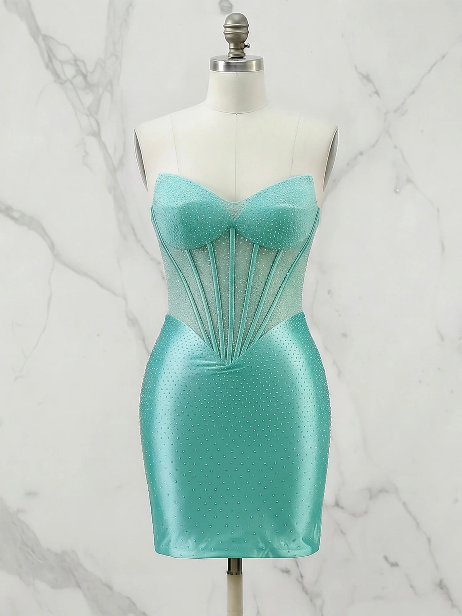 Playful Ice Blue Glitter Corset Short Homecoming Dresses Mini Dress
